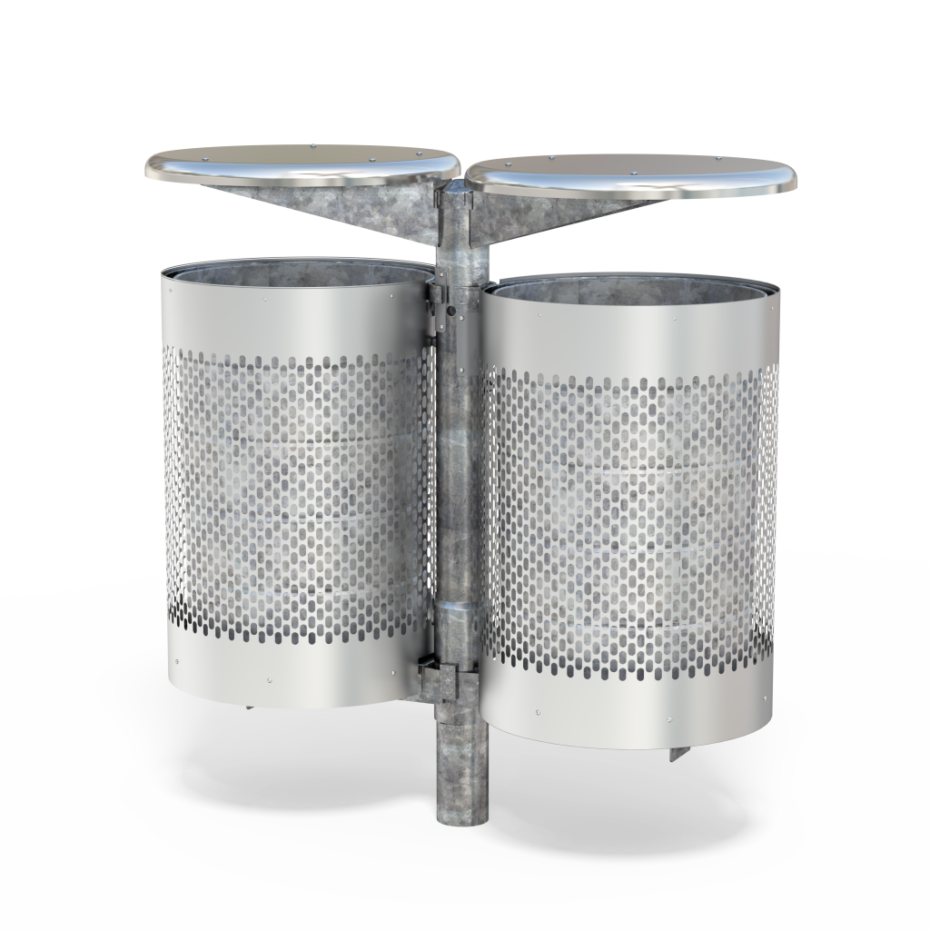 R60 Steel Tilt Bin Double Street Furniture