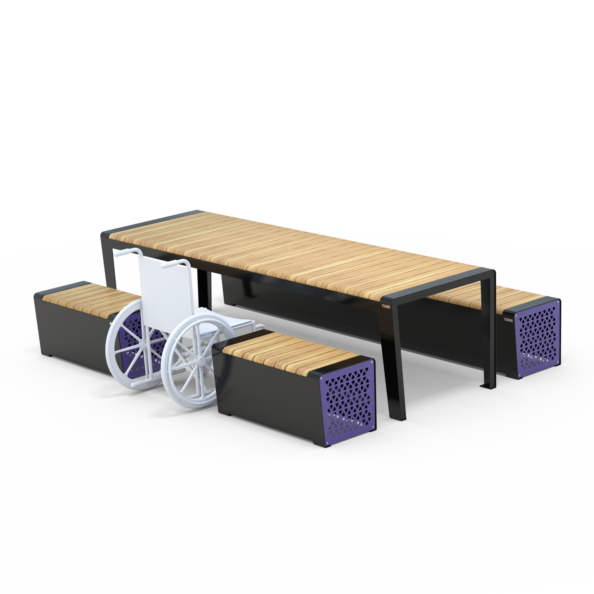 Linear Accessible Picnic Set Street Furniture